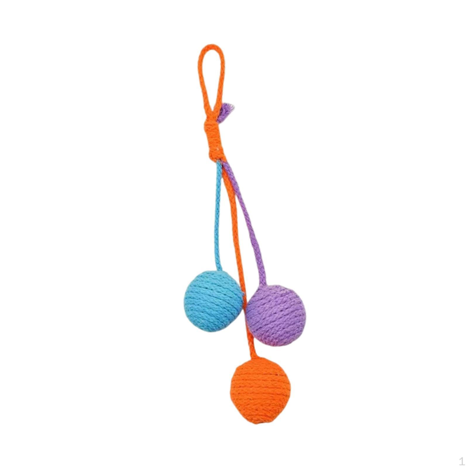 

3 Pieces Sisal Ball for Cats Pet Toy Hanging Rope Interactive Jute Scratching Post Suitable Purple Blue Orange