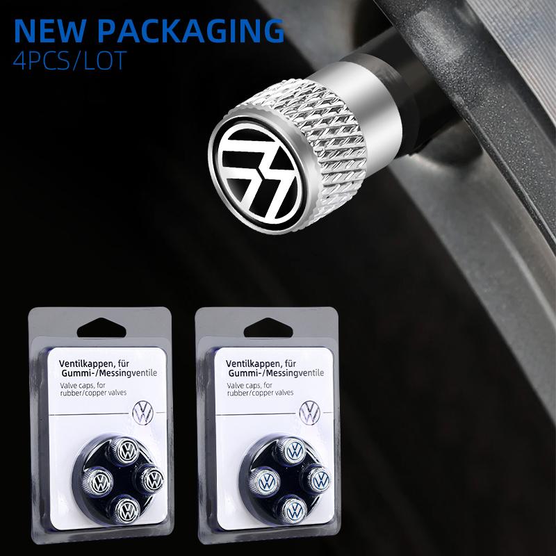 For Volkswagen VW Polo Golf T5 Caddy T4 Touran Passat Scirocco 4Pcs Car Tire Valve Stems Cap Knurling Style Tire Valve Cap zd0