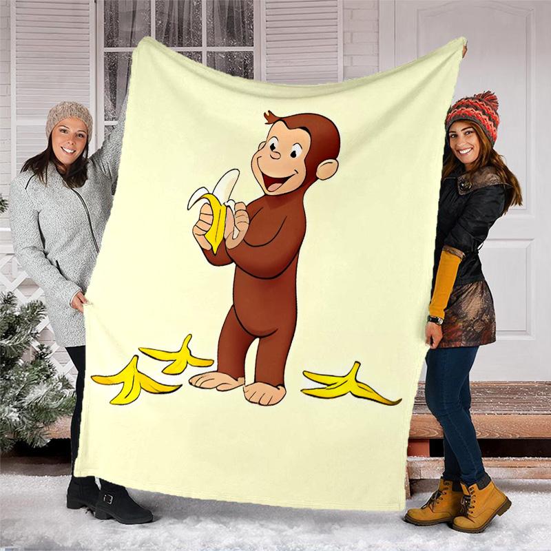 Curious George printed throw blanket—lightweight,soft,warm;versatile blanket for all seasons—perfect as &air-conditioning throw,nap blanket