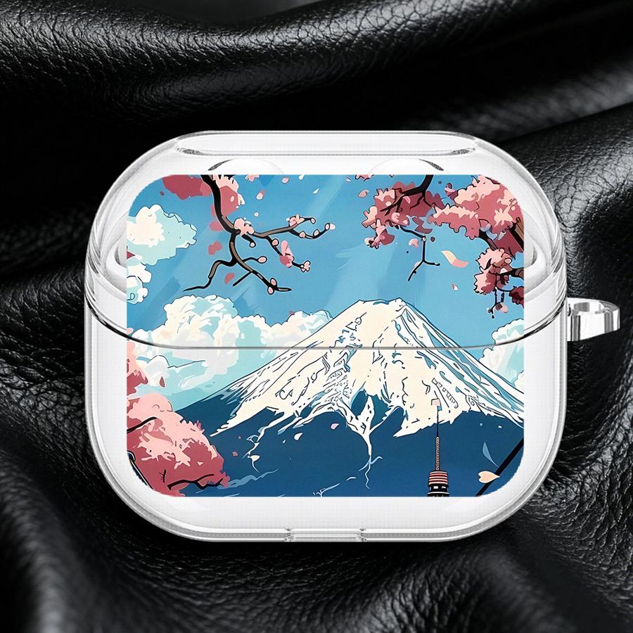 Hülle Für Samsung Galaxy Buds 2 Live 3Pro 4 Pro 4Pro 3 FE 2Pro Klare Kopfhörerhüllen Abdeckung Mit Haken Japanische Landschaft