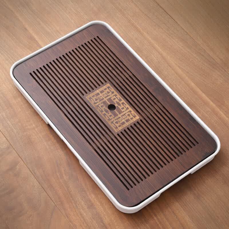 2024 New Small Bamboo Tea Tray with Water Storage