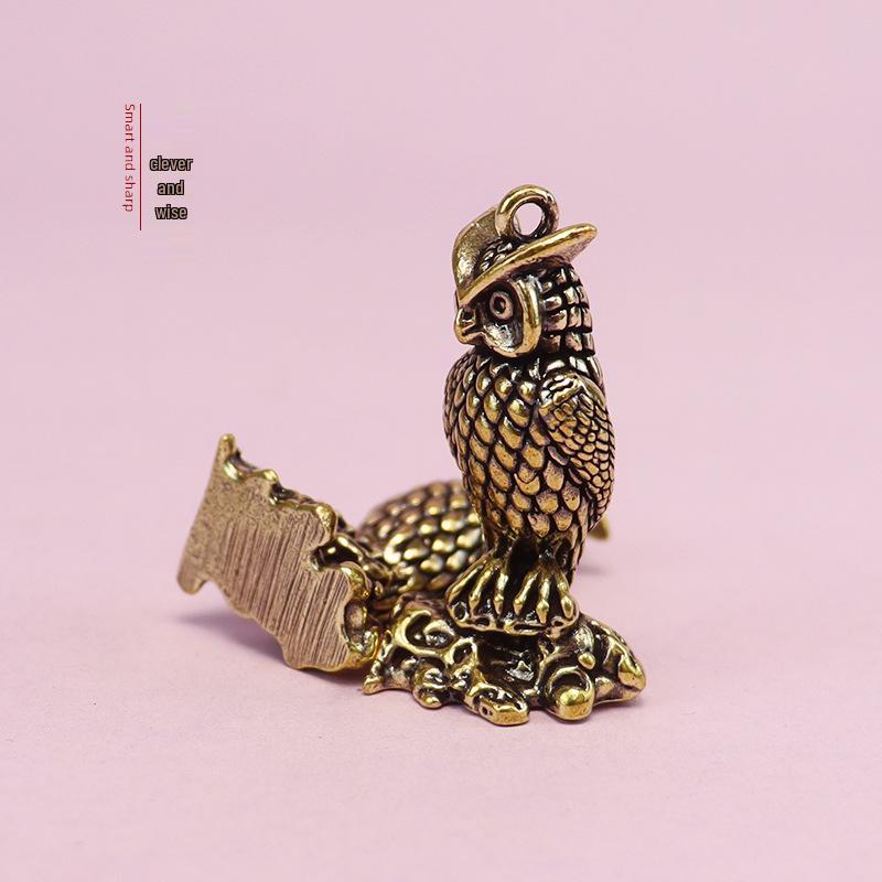 Stehende Eule Messing Ornament: Hochwertiges kulturelles Handwerk mit nationalem Schatz-Essenz