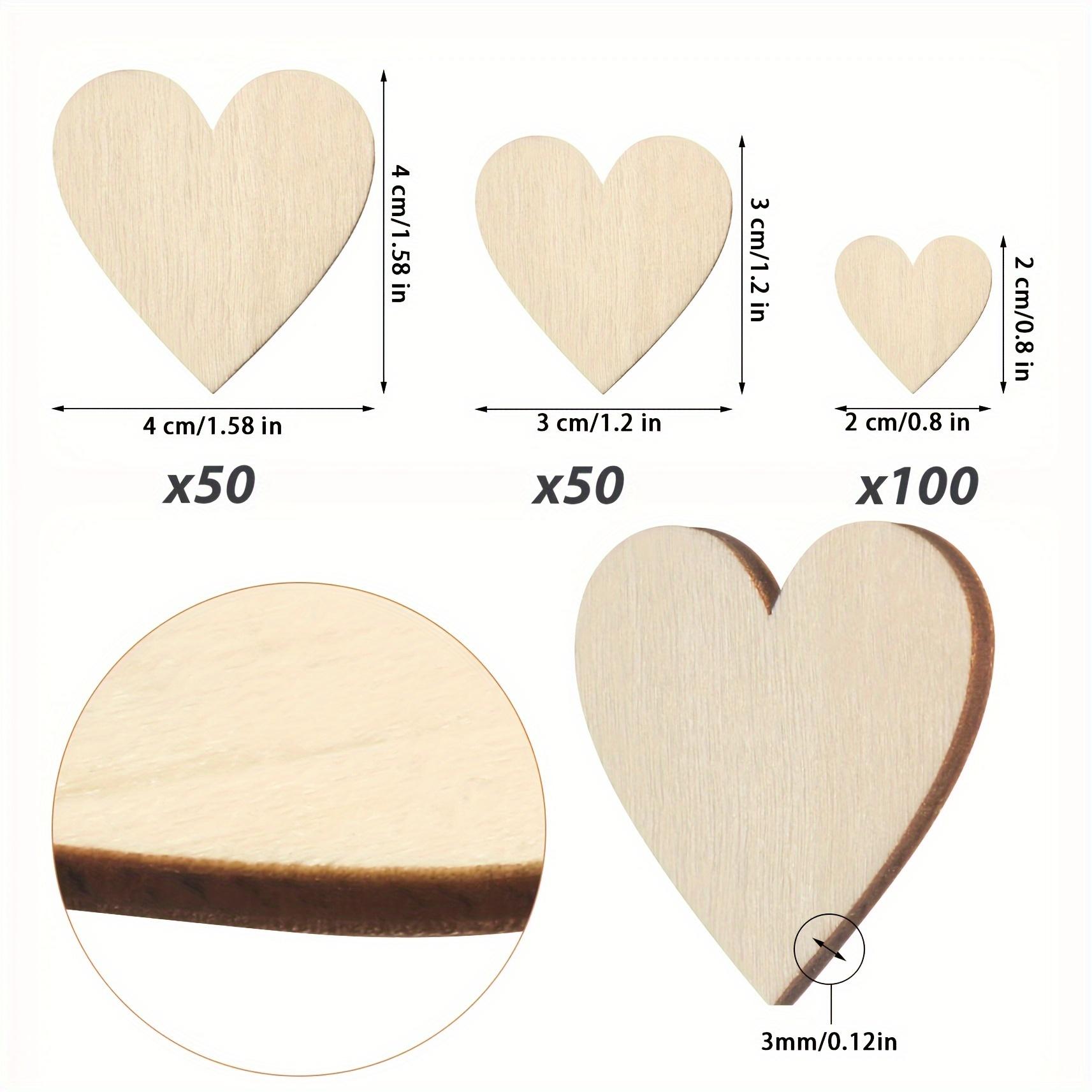 

200Pcs Love Heart Wooden Pattern Shape Art Craft Plaques Slices Scatter Embellishment Decorations for Weddings