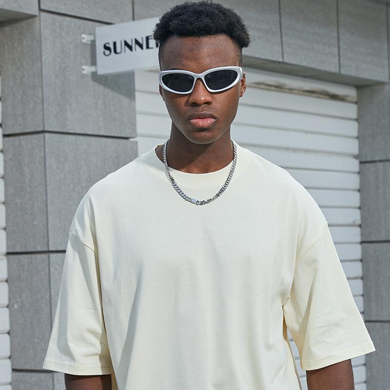 solid color men s casual T-shirt, multi-color trendy brand, versatile men s loose fit short sleeved shirt 3XL