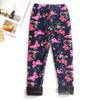 Girls' Fleece-Lined Leggings: Autumn/Winter Children's Printed Slim-Fit Thermal Pants - Outerwear Long Pants