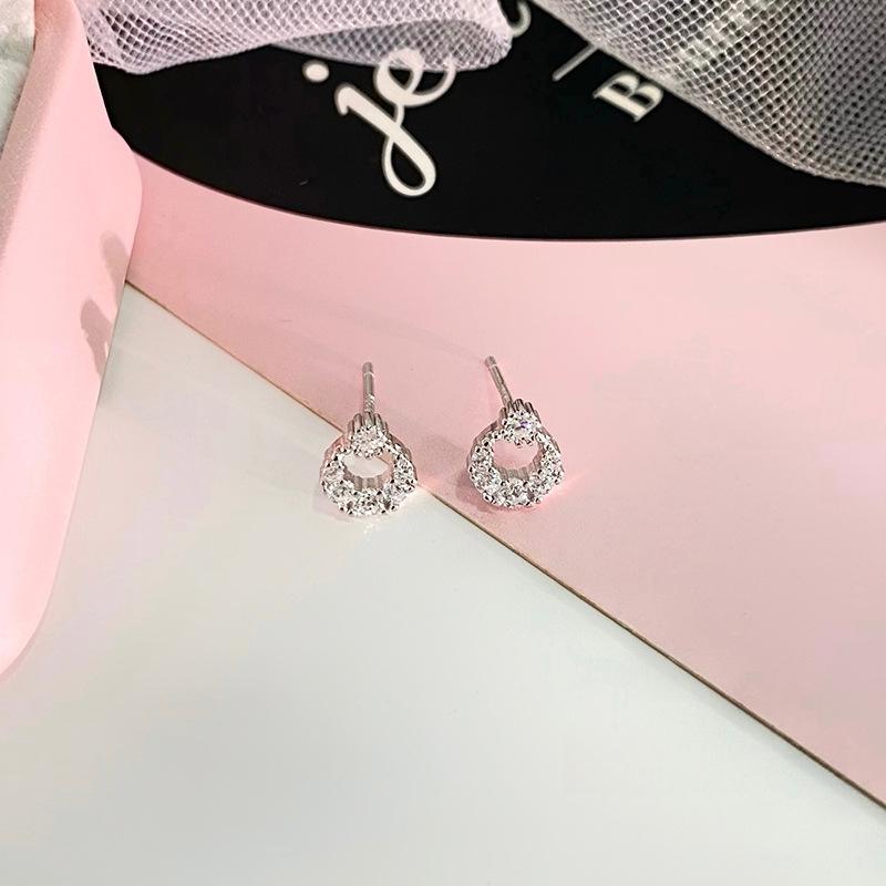 Small Diamond Ring Earrings for Women with Niche Design Light Luxury Versatile Commuter Earrings