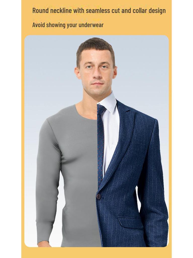 Men's Seamless Thermal Long-Sleeve Shirt for Autumn & Winter
