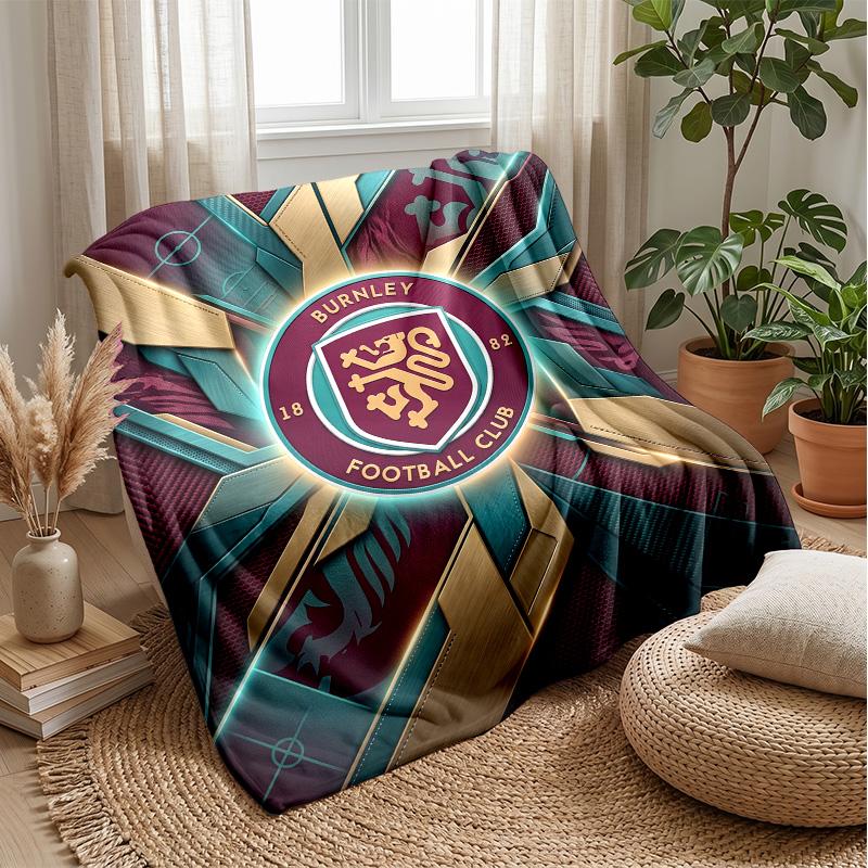 Coperta in Flanella con Stampa Calcio Burnley, Coperta Morbida Calda Leggera per Divano Letto Campeggio