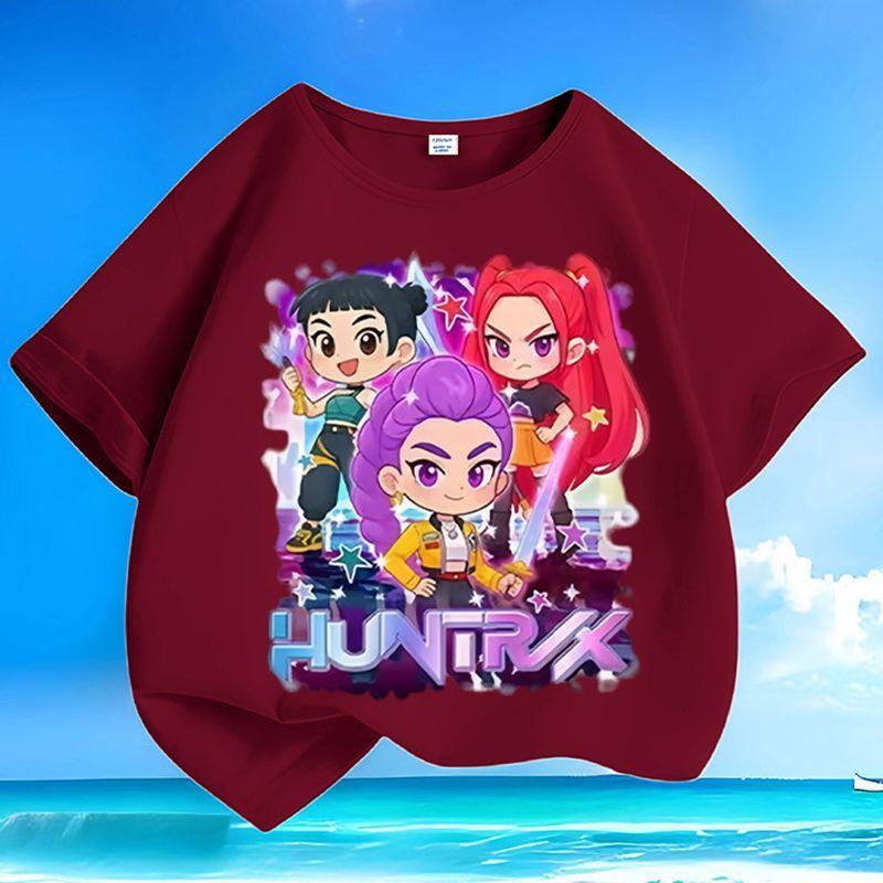 Girls' Loose Witch Girl Group Top for Summer Children's Casual Short-sleeved Pure Cotton T-shirt