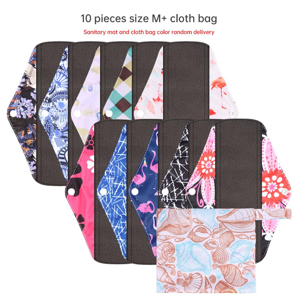 

5 шт./10 шт. многоразовые менструальные прокладки, гигиенические салфетки, женские гигиенические ежедневные полотенца, личное здоровье, женский уход, прокладки для трусов 10PCS - Mixed color - L чёрный