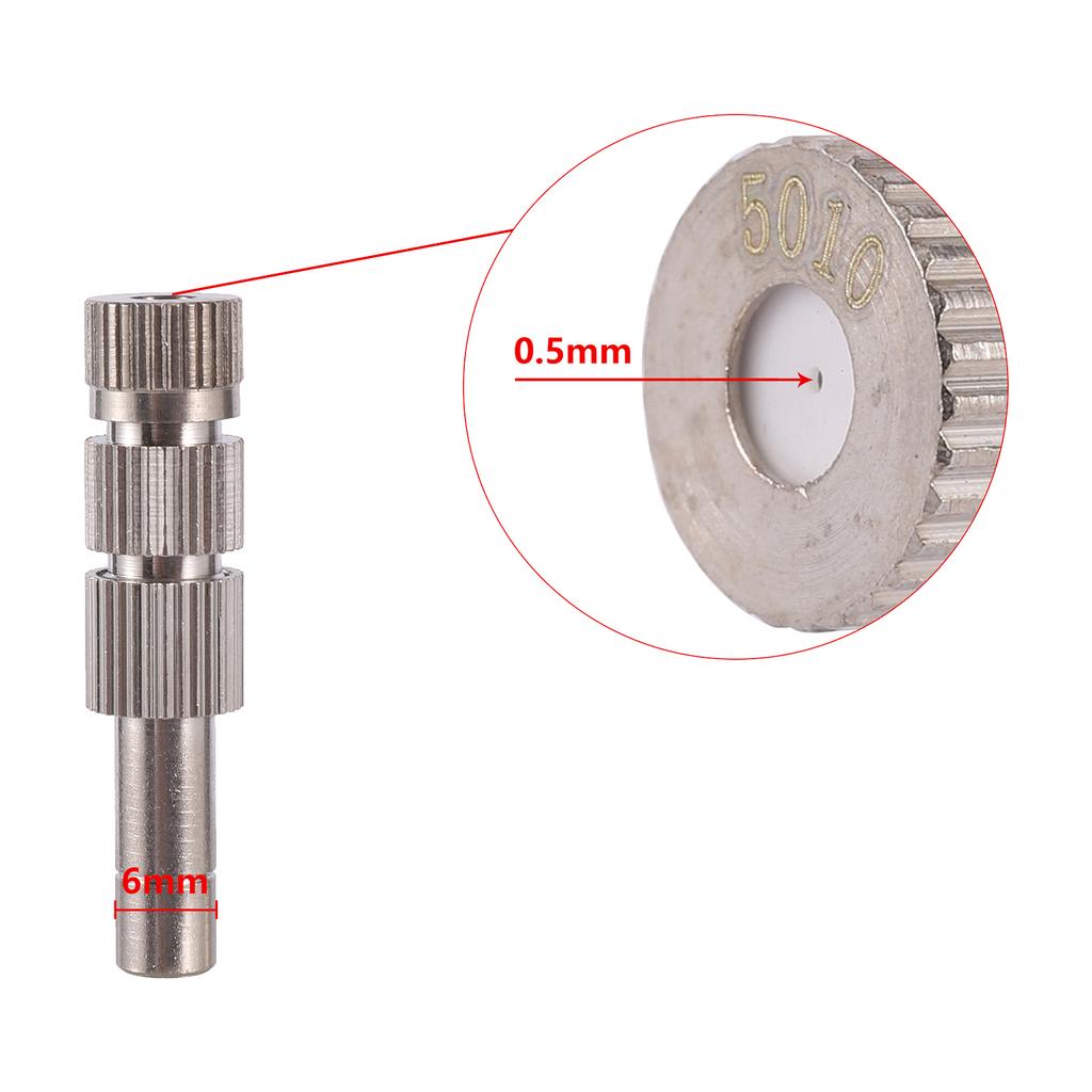 5 Pcs 6mm Filter Misting Nozzle 0.1~0.6mm Low Pressure Quick Access Atomized Nozzle Garden Greenhouse Irrigation Cooling Sprayer