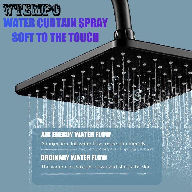 Set de duș 3 funcții Cap de duș pătrat/rotund negru pentru baie Robinet de duș de mână de perete din oțel inoxidabil dublu afară