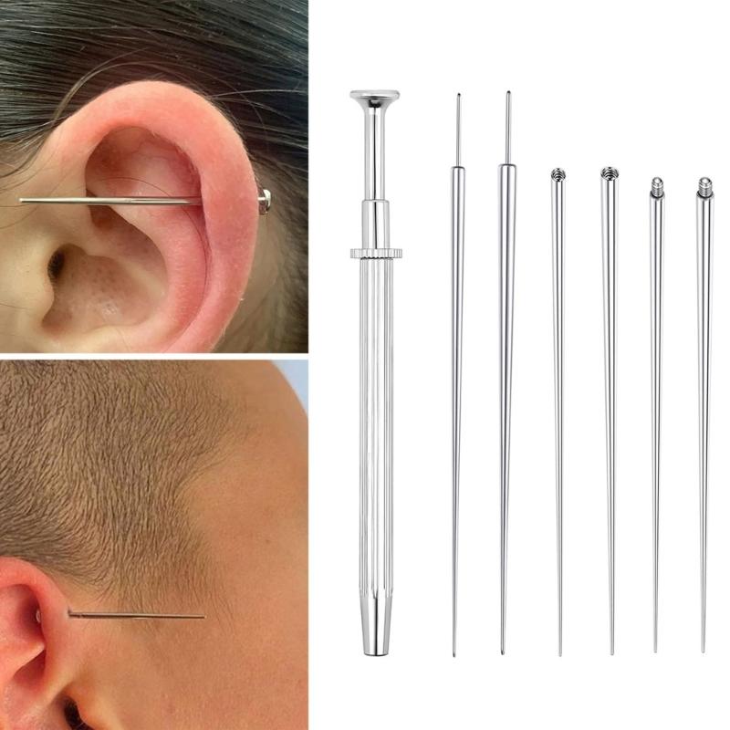 Piercing Kugel Greifer Werkzeug Kits Edelstahl Flachrücken Ohrringe Applikator mit Gewinde/Gewindelosen Einsetzstiften