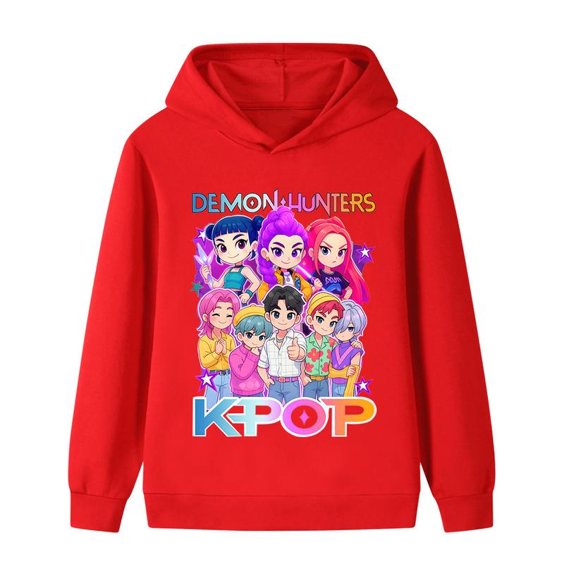 Winter New Saja Boy Band Children's Hooded Sweatshirt Kpop Devil Pop Devil Hunter Inspired Movie Fashion Girl Top