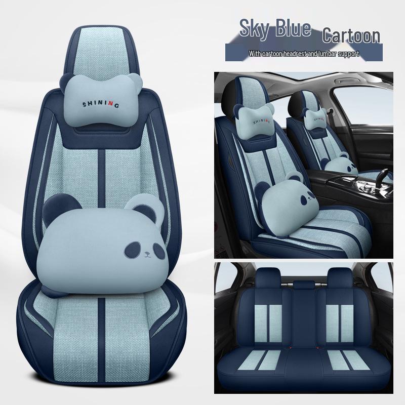 Linen Car Seat Cushion for Tiida, Qashqai, Sylphy, Teana, Sunny, Livina & Bluebird - Full Coverage