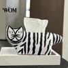 Cute Tissue Dispenser Box, Striped Cat Shape Dispenser, with Ample Interior Compact Box Container Space Vinyl Case, Decorative Durable Paper