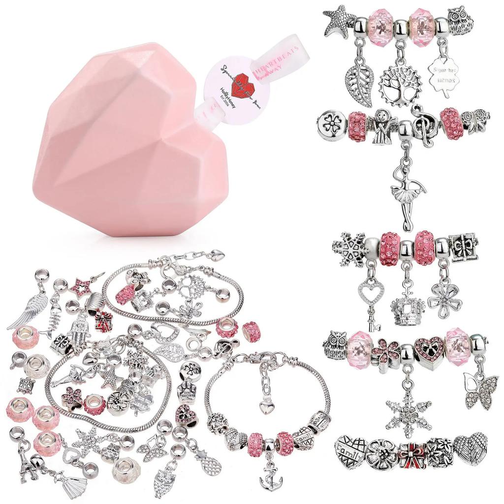 Non-Toxic Children Diy Jewelry Making Kit Unicorn Mermaid Love Star Charm Kit For Bracelet Necklace Making Birthday Making Accessories Gift