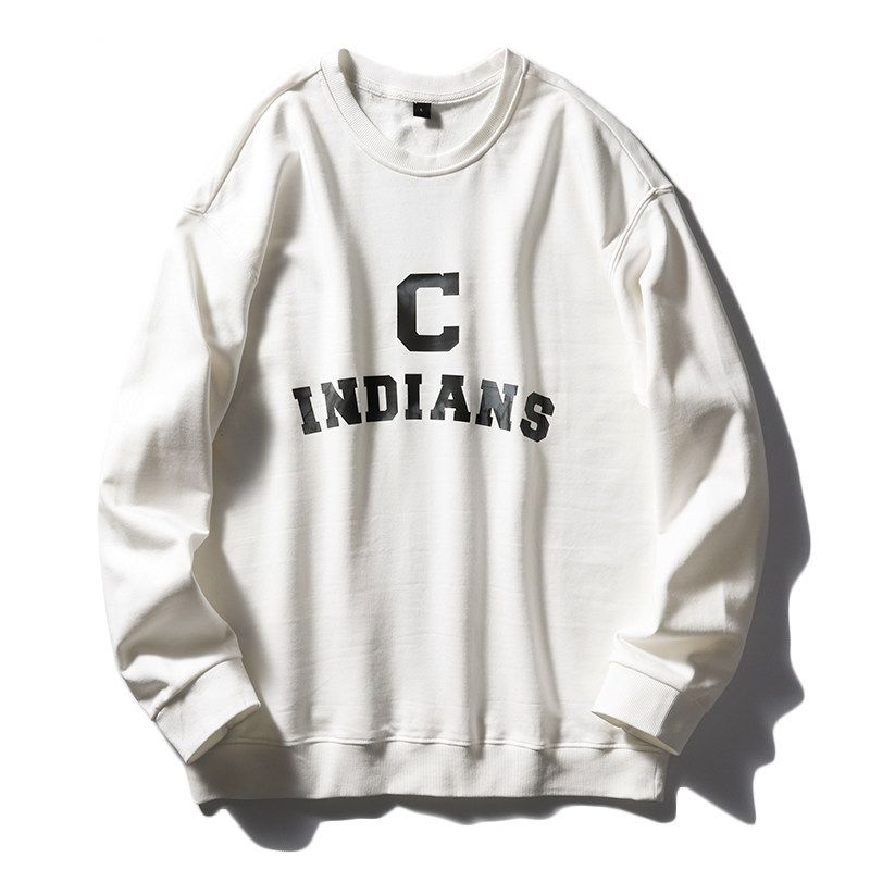 American Style Hooded Spring and Autumn Export Original round Neck Sweater White 3XL