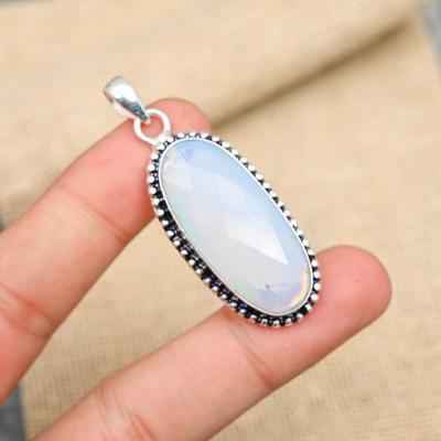 Milky Opal Gemstone Handmade Solid 925 Sterling Silver Wedding Jewelry Pendant