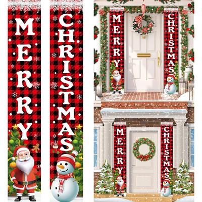2024 Christmas Door Hanging Ornaments Merry Christmas Banner Decoration for Home Xmas Pendants Navidad Noel 2024 New Year Gift