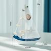 1pc Mini Mediterranean Nautical Wooden Blue Sailing Boat Wood Craft Ornament for Home & Party Decoration