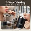 Insulated Travel Coffee Mug with Handle 304 Stainless Steel Thermal Tumbler Leakproof Tea Cup Portable Lid Strainer Spoon