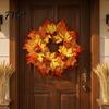Ghirlanda per Porta d'Ingresso del Ringraziamento Girasole Autunnale Foglia d'Acero con Zucca Pigna, Ghirlanda Artificiale Raccolta, Interno Esterno Autunno