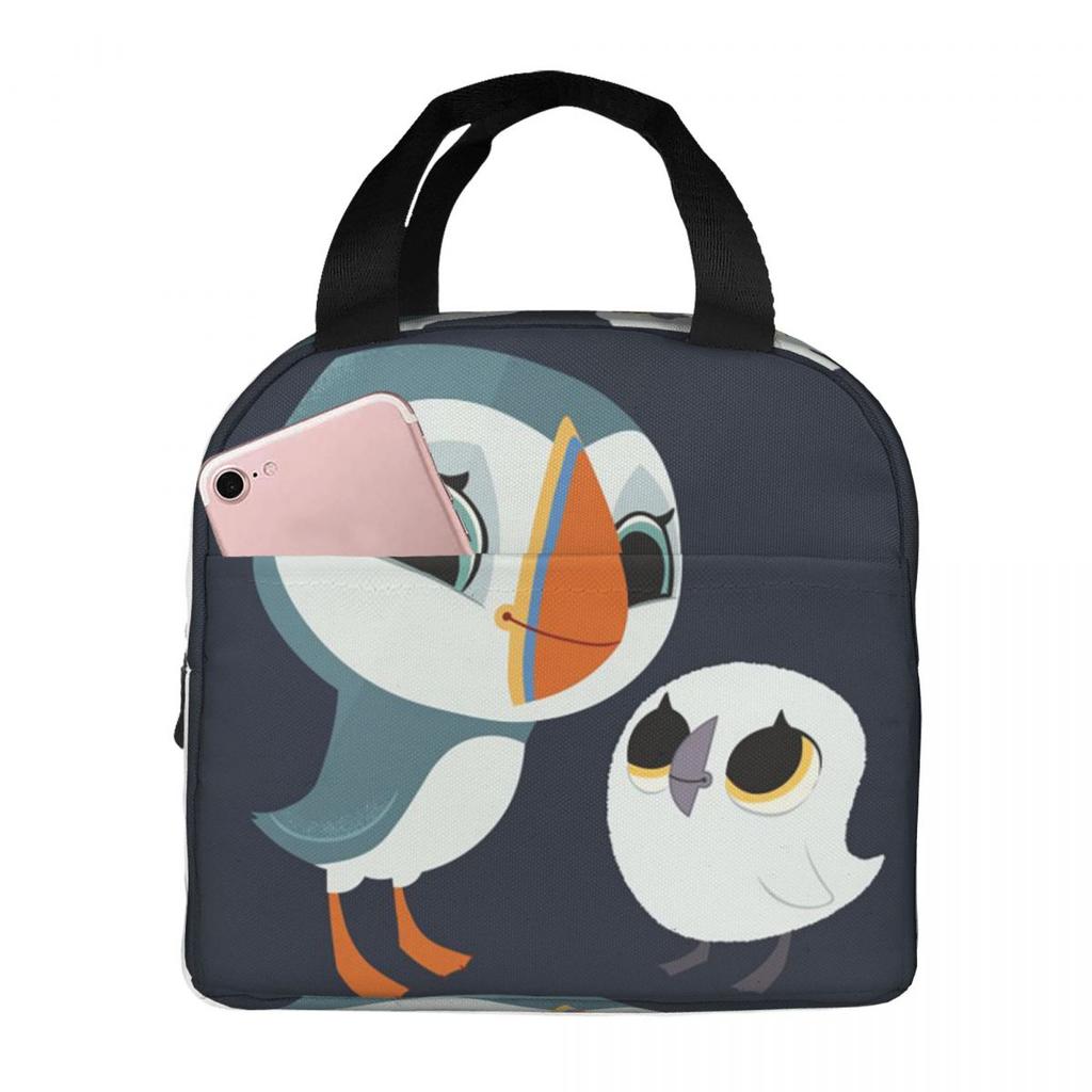 Puffin Rock And New Friends Cartoon Animation Insulated Lunch Bag for Women Kids Leakproof Food Boxes Thermal Lunch Box Tote