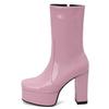 Dame Midtkalvstøvletter Platform Glidelås Kort Støvlett Svart Rosa Rød Hvit Hæl Festsko Damer Vintersko Sko Stor Størrelse
