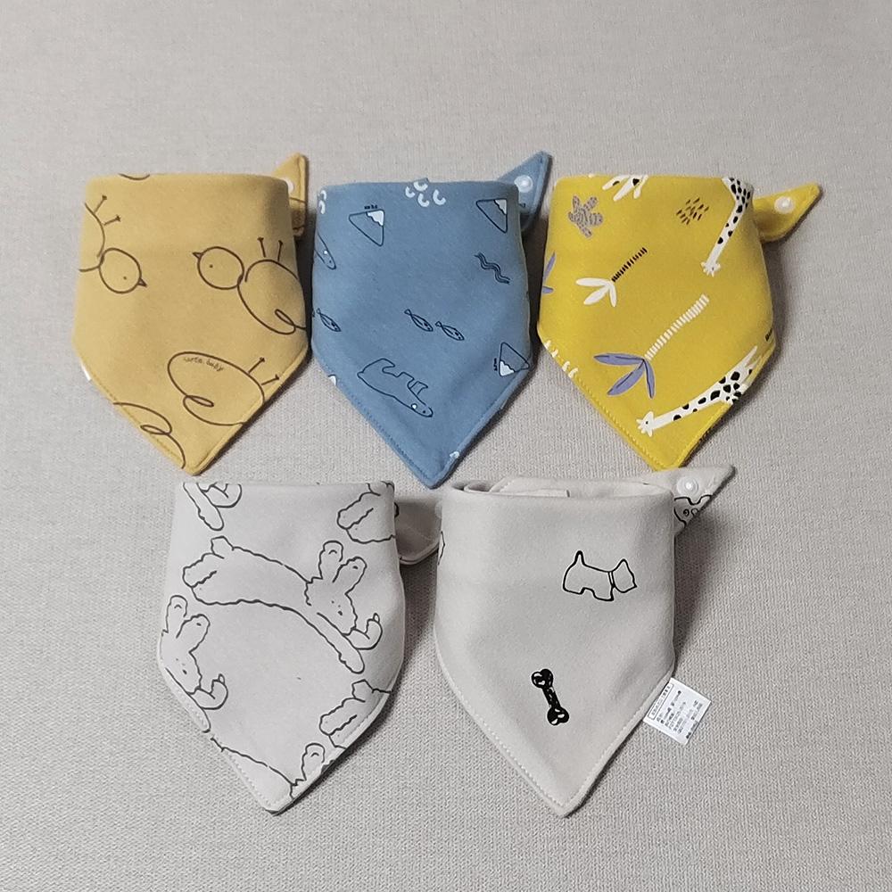 

5Pcs/Lot Baby Bandana Bibs Cotton Triangle Double Layer Infant Feeding Burp Cloths Saliva Towel Apron Newborn Accessories