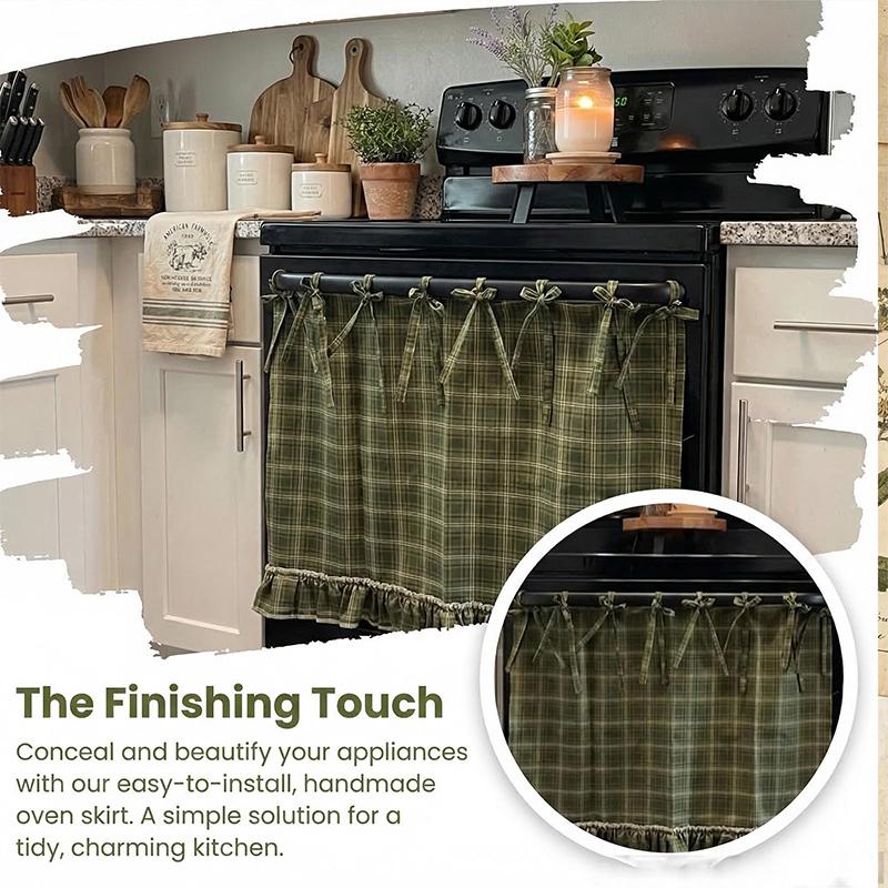 Creative Plaid Oven Skirt Handmade Stove Apron Curtain Cover Home Decoration Tie Decorative Skirt Kitchen Accessories