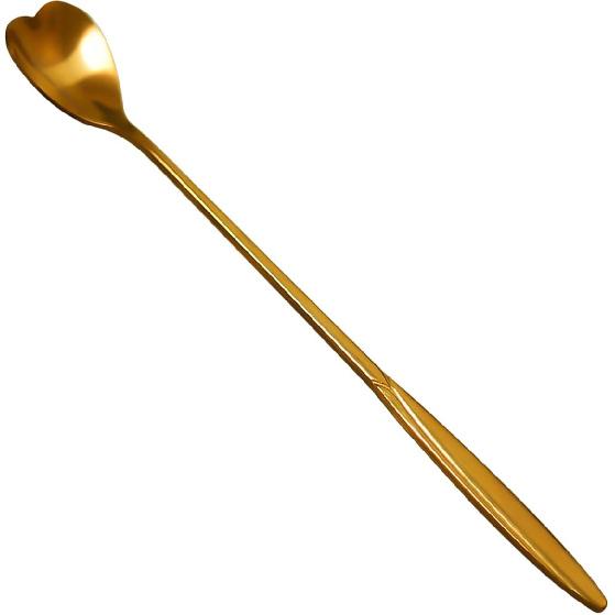 Cousteau 7 Inch Gold Heart-Shaped Stainless Steel Teaspoon, 0.6 Oz, 1 Piece Long