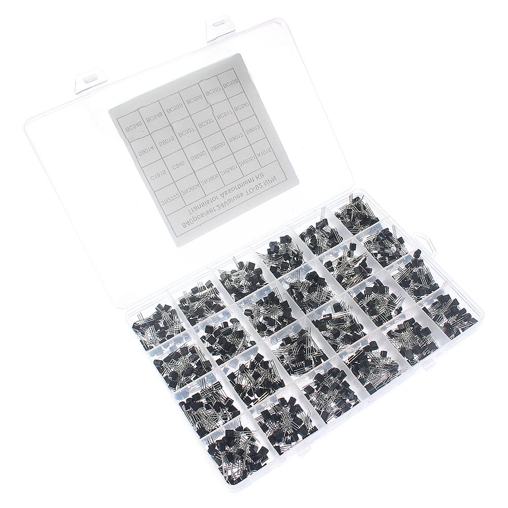 840pcs 24 Values Triode Transistor Assortment Kit set,PNP NPN Transistors BC327 BC337 2N2222 2N3904 2N3906 S8050 S8550 S9012