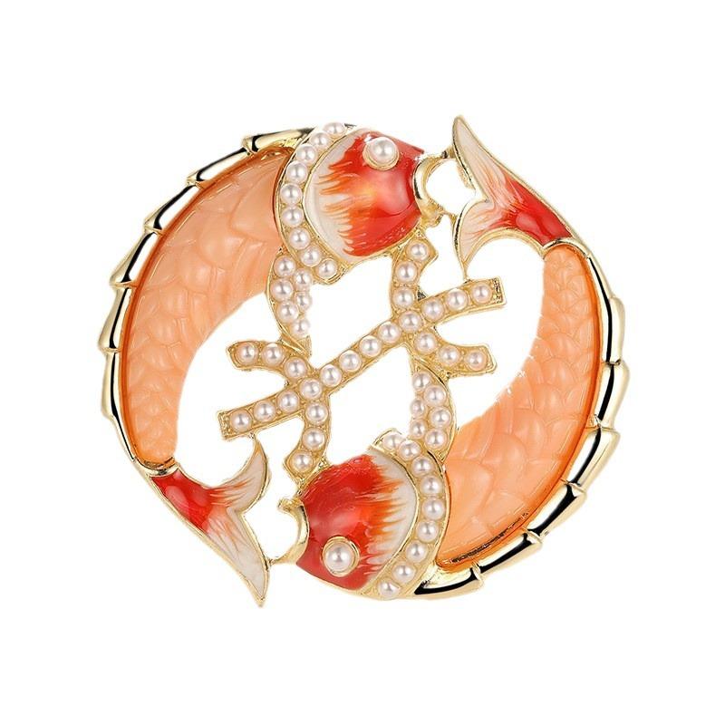 Handmade Enamel Koi Brooch New Year'S Gift Corsage Clothing Jewelry
