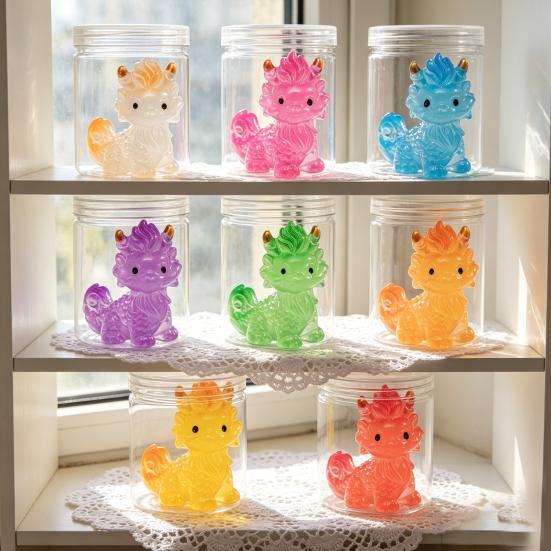 8Pcs Mini Dinosaur Figures, Glow In The Dark Miniature Chinese Mythical Creature Statue, Tiny Resin Animals Ornaments for Fairy Garden,