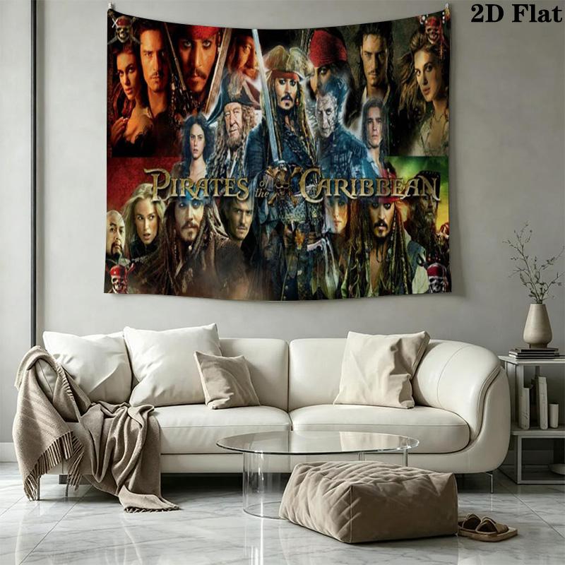 Caribean Pirates Wall Tapestry Aesthetic Wall Hanging Printed Fabric Blanket Decorative Tapestries for Bedroom Living Room Home Decor