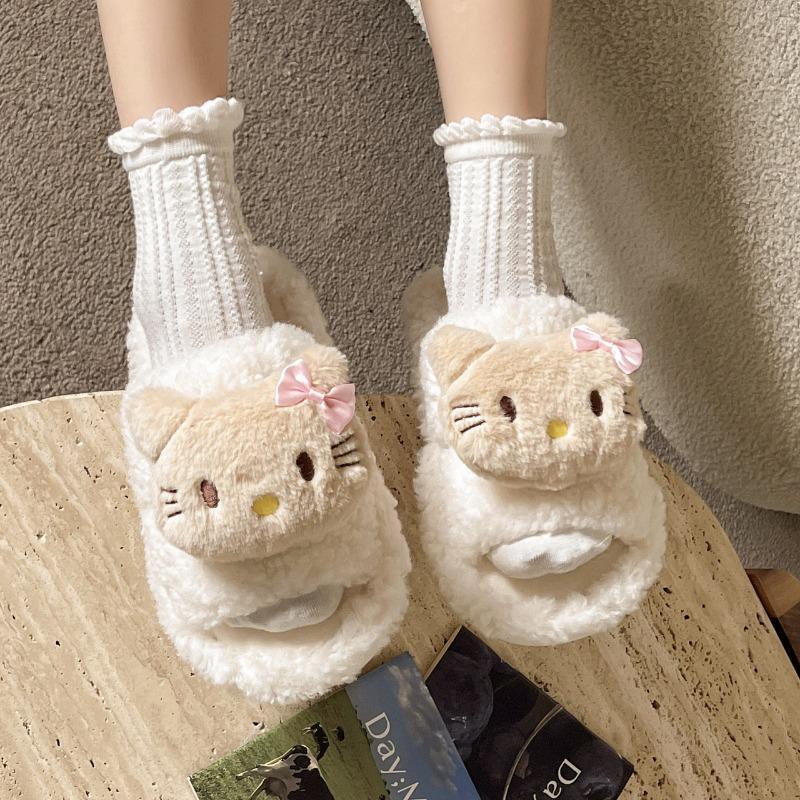 Fashion Cartoon Plush Slippers 2024 Winter New Indoor Cotton Slippers Warm Thick Bottom Cute Home Shoes Female