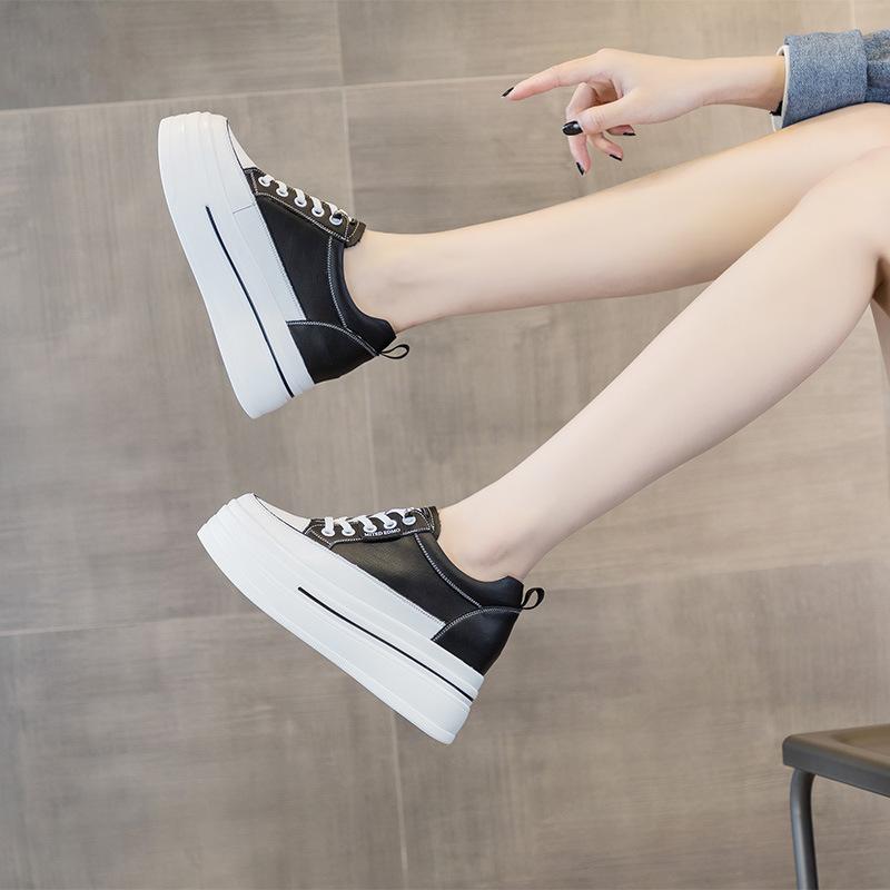 Inner heightening little white shoes new women's shoes low-top versatile muffin thick-soled casual leather single shoes