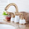 Ceramic Handles Bathroom Basin Faucet 3 Holes 2 Handles Sink Mixer Faucet Basin Taps Torneira Rubinetti Bagno Bathtub Faucet