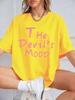The DevilS Mood Letters Prints TShirts Women Summer Cotton Short Sleeve T Shirt ONeck Comfortable Loose Tops Casual Clothes