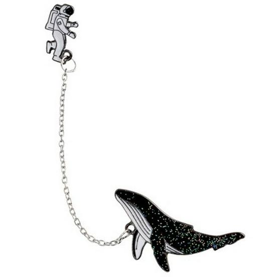 Trendy Astronaut Dolphin Brooch - European  American Fashion Jewelry серебряной цепи