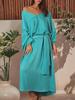 Satin V-Neck Casual Robe Dress - 2025 European & American Autumn Collection