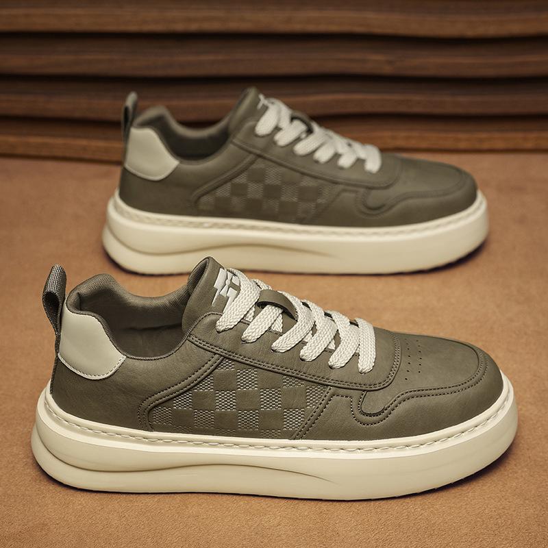 Cold Sticky Microfiber Leather Men'S Board Shoes Autumn Fashion Low-Top Lace-Up Casual Work Tide With Platform Men'S Shoes