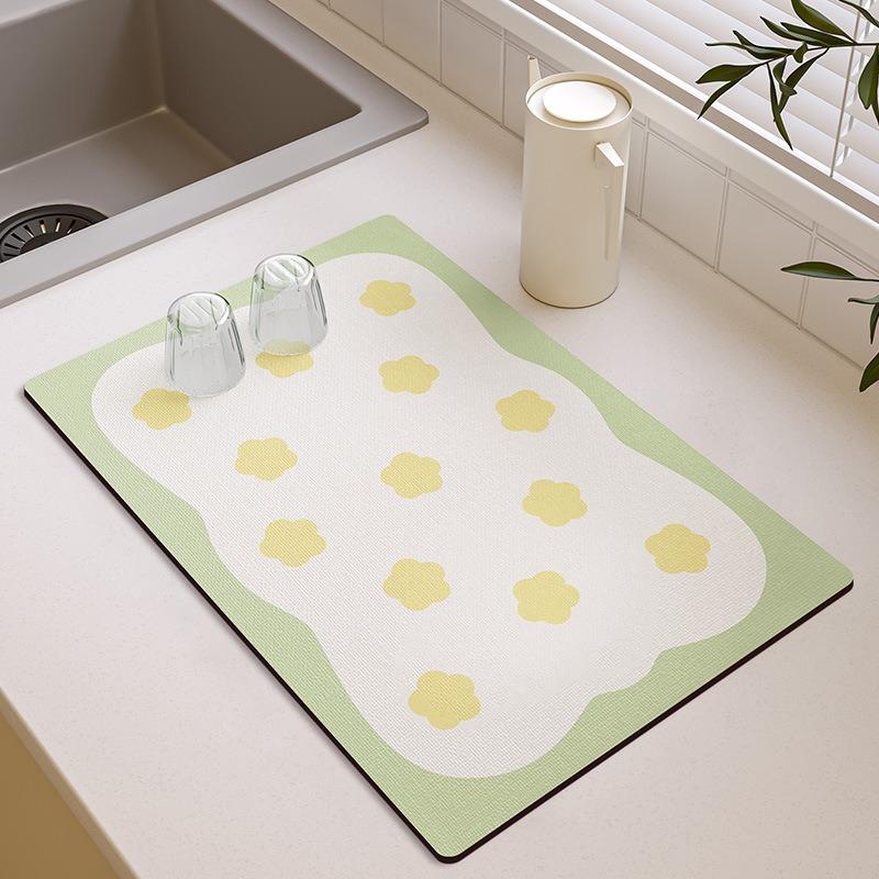 Small Fresh Kitchen Countertop Mat Dirt Resistant Heat-resistant Heat-insulating Pad Water Absorbing Quick Drying Anti Slip Pad