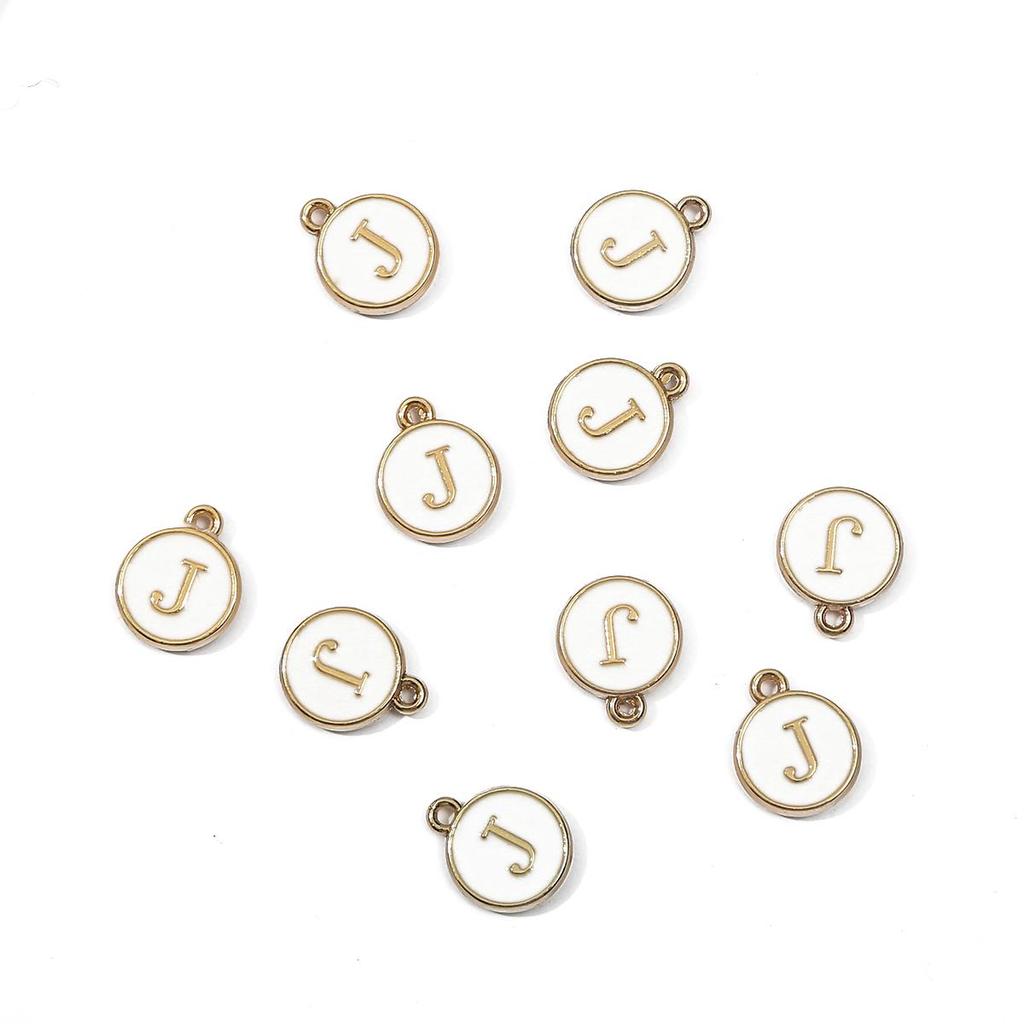 10Pcs 12x2.5mm Alphabet Double Face Charms Pendant Beads for Jewelry DIY Findings