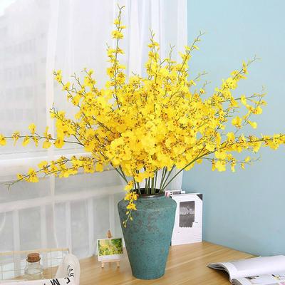 1 STÜCK Europäisch Ländlich Gelb Künstliche Tanzorchidee Seidenblume Falsche Dekorationsblume