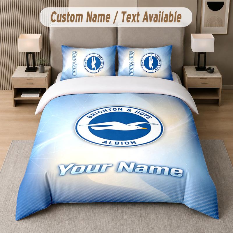 Brighton & Hove Albion Football Design Bedding Set Custom Text 1 Duvet Cover & 2 Pillow Cases