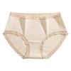Women's Antibacterial Cotton Panties with a Sexy Mid-rise Waist, Large Size, Lace, Japanese-style Cute Bow, and Triangle Cut.
