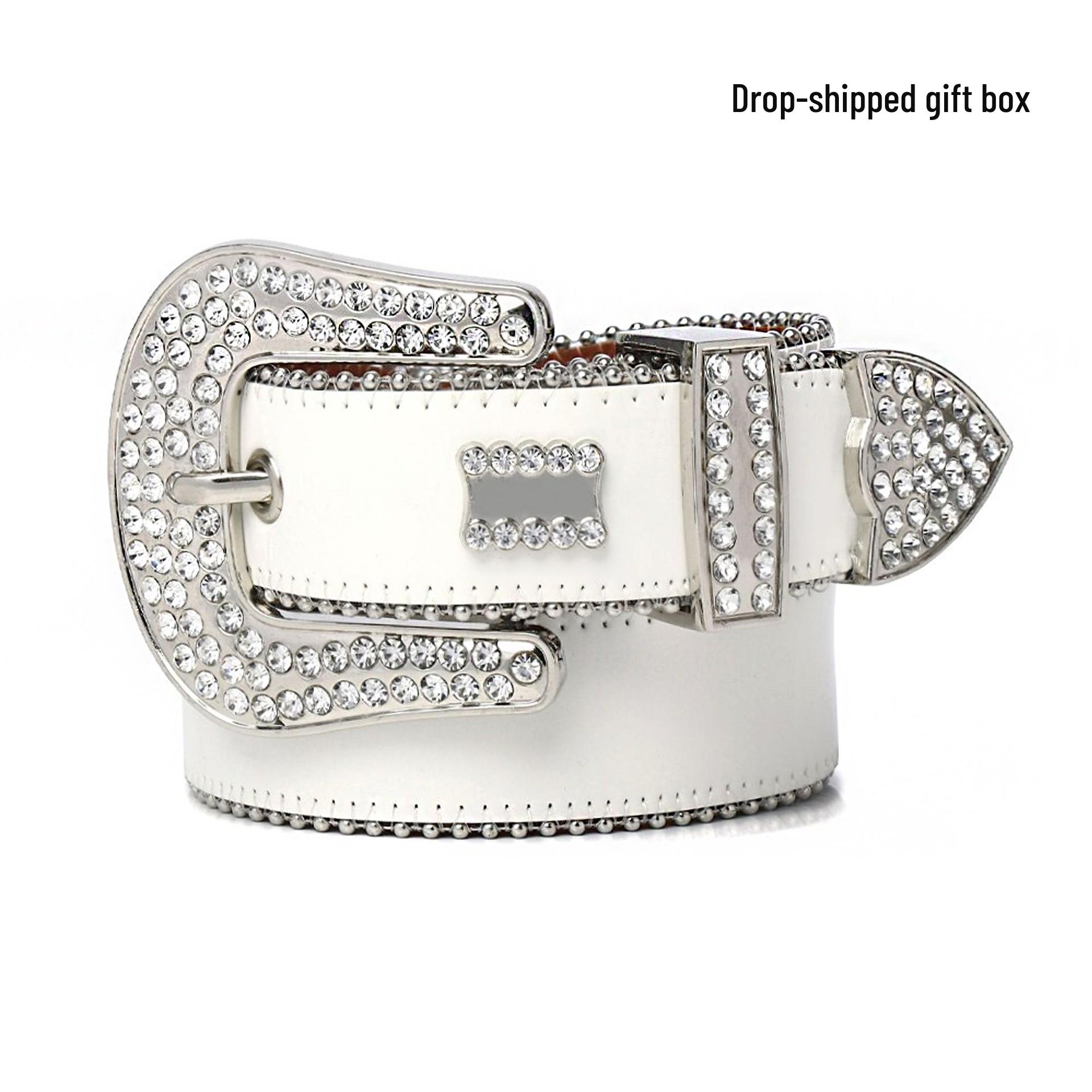 

Unisex Rhinestone Fashion Belt with Alloy Pin Buckle - High-End Punk Style 120 cm