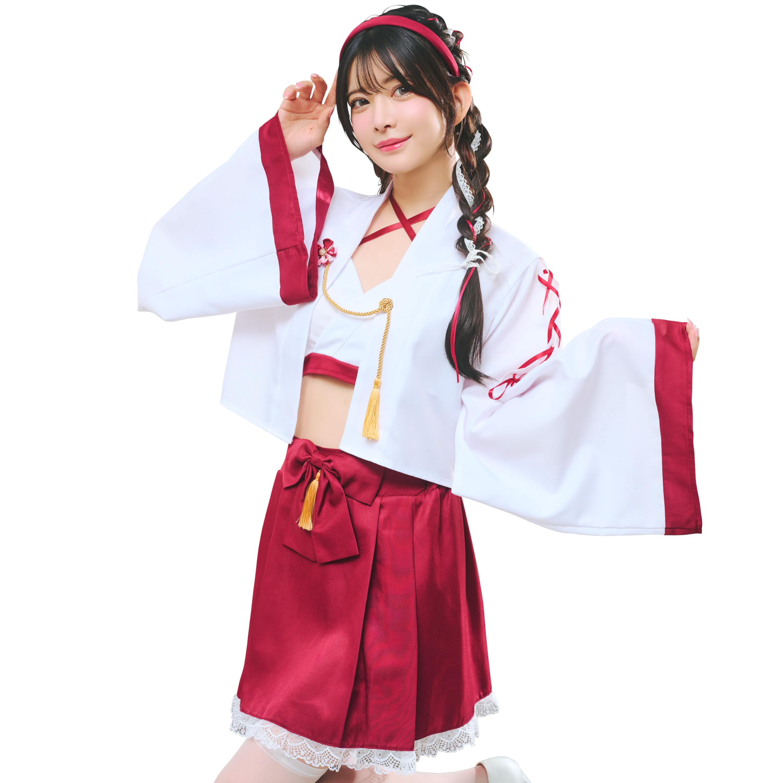 Костюм для косплея на Хэллоуин Clearstone - Женский костюм Мико (Священнослужительницы храма) Хаори (красный)